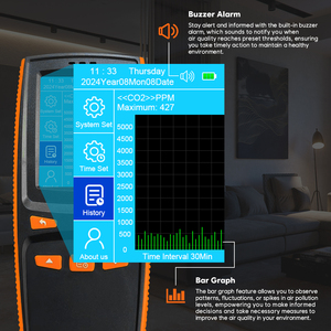 Analyseur de gaz portable Dm509m pour l'exportation et le téléchargement de données, surveillance de la qualité de l'air PM2.5/HCHO/TVOC/température et humidité - Product Image 5