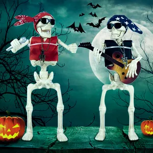 Animated Spooky Skeleton Light up Toys Singing Halloween Skeleton for Halloween Decor Gifts
