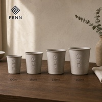 Cangkir Kopi Keramik Minimalis Jepang FENN Creative Custom Laser Logo Bentuk Cangkir Kertas Tanpa Gagang Tanpa Lapisan Kilap untuk Hadiah