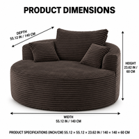 Übergroßes Rundes Cord-Sofa Geformter Schaumstoff Kreisförmige Lounge-Couch Große Geschwungene Rückenlehne Sitzgruppe für Wohnzimmer Apartment