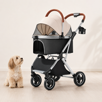 Poussette de luxe pliable pour animaux de compagnie, transporteur 2-en-1 détachable pour chiens et chats, chariot tout-terrain, logo personnalisé, usine OEM