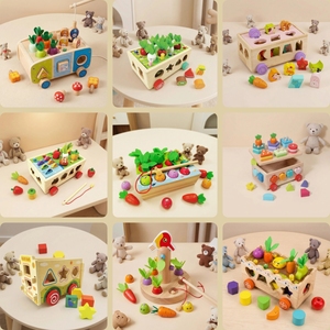 <span class=keywords><strong>Jeu</strong></span> de pêche magnétique en bois Montessori, jouet d'apprentissage pour tout-petits, coordination œil-main, jouet de tirage de carottes en bois - Product Image 2