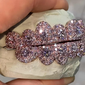 Mặt răng mạ vàng Hip Hop thời thượng, đá Moissanite hoàn hảo, đá lớn VVS, 8 răng trên 8 răng dưới, kiểu đá lấp lánh - Product Image 3