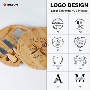 Juego de Cuchillos con Logotipo Personalizado, Pequeño Plato Redondo de Navidad para Aperitivos, Tabla de <span class=keywords><strong>Quesos</strong></span> de Bambú Todo en Uno con Tapa - Product Image 5