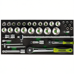 Fasano <b>Socket</b> Set 1/4 3/8 1/2 Inch Metric And Sae With Ratchets And Extensions For Auto Repair - Product Image 2