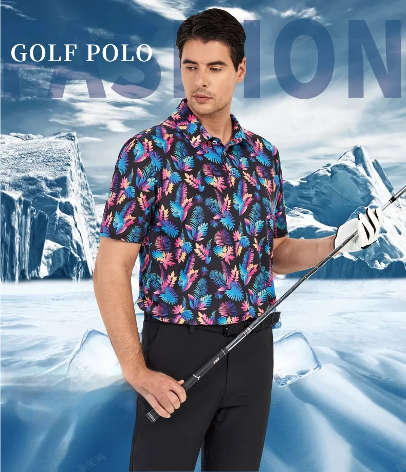 사용자 정의 하이 퀄리티 남자의 아이스 실크 프린트 폴로 캐주얼 고급 골프 셔츠