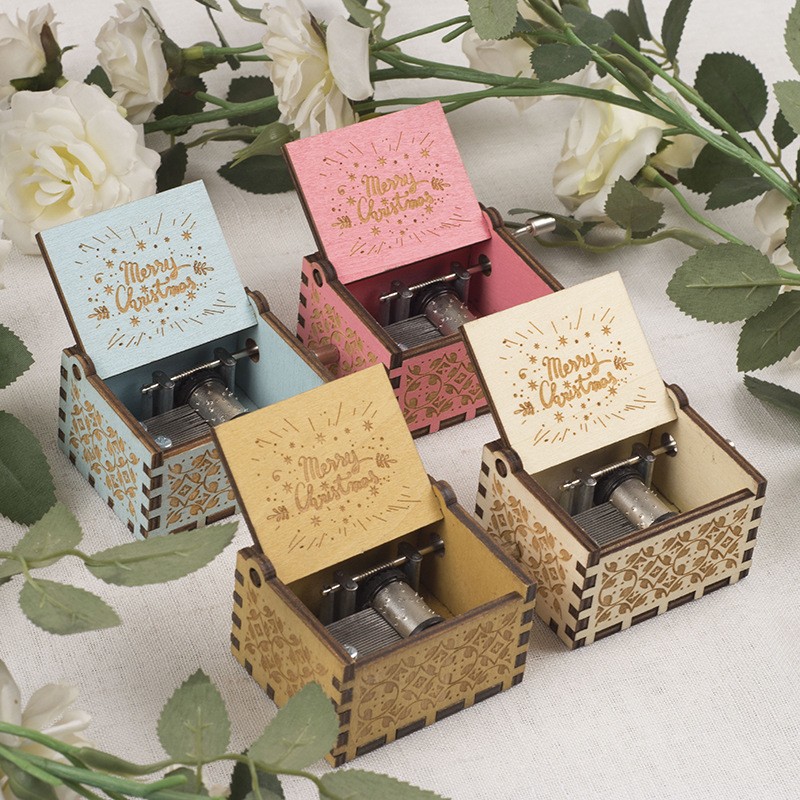 Деревянная музыкальная шкатулка с логотипом на заказ, разные цвета