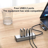 Justlink produk baru 4 Port USB3.2 aluminium USB C Hub dengan 2 Tipe C Port Docking untuk Aksesori komputer Laptop PC