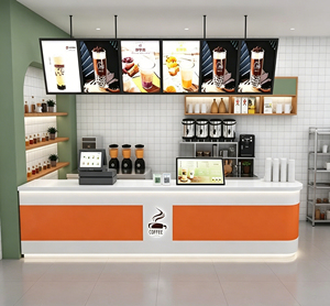 เคาน์เตอร์ต้อนรับร้านชานมไข่มุก ดีไซน์ทันสมัย พร้อมไฟ LED สำหรับร้านกาแฟและร้านกาแฟ - Product Image 1