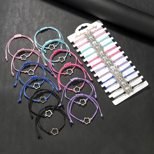 Fashion <b>String</b> <b>Bracelets</b> 12 Piece Set Adjustable Stainless Steel Pendant Mixed Colors Unisex Gift Jewelry - Product Image 1