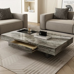 Mesa de Centro Rectangular de Metal con Placa de Roca, Estilo Moderno, Simple y de Lujo, a Precio de Fábrica - Product Image 6