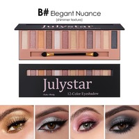 Palette de fards à paupières multi-usages 12 couleurs mates, brillantes, ton sur ton, à paillettes fines, pour maquillage smoky et soirées