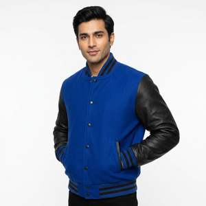 Custom Logo Winter Woolen Coat High Quality Loose Casual Letterman Baseball Jacket Varsity Style Work Fabric Jacket for <b>Men</b> - Product Image 1
