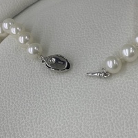 Collier de perles en argent 925 de haute qualité, 7-8mm, 8-9mm, 9-10mm, 10-11mm, tour de cou de perles rondes pour femmes et hommes