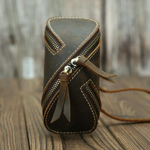 Étui à clés créatif Andong en cuir Crazy Horse rétro avec fermeture éclair, porte-cartes et porte-clés de voiture, pour hommes et femmes - Product Image 5