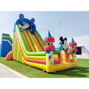 Château gonflable commercial à sensations fortes, aire de jeux pour enfants, toboggan gonflable géant à double piste en forme de dessin animé, à vendre - Product Image 3