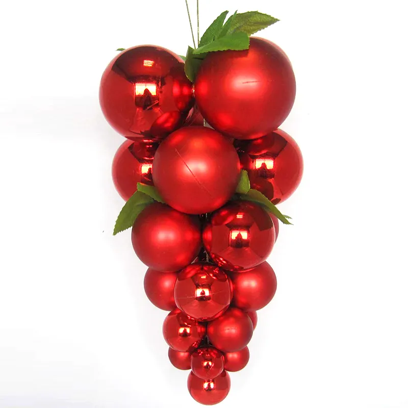 Pemasok Dekorasi Natal Ornamen Gantung Anggur Natal Plastik Matte Merah