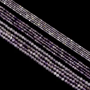 Dream Amethyst Hard Cutting Round Beads 2/3/4 MM Hot Sale Factory Direct Natural Gemstone Faceted Loose Beads DIY Making