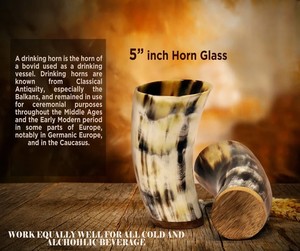 Verre à corne à boire africain de qualité supérieure poignée confortable très polyvalent pour les fêtes mariages artisanat naturel écologique - Product Image 2