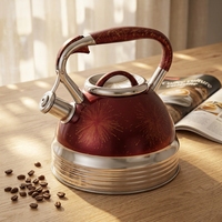 Bouilloire sifflante en acier inoxydable de 3.0 litres robuste avec revêtement de couleur de luxe moderne et design classique