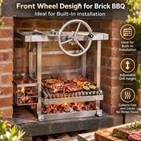 Barbecue argentinien avec volant avant et grilles en V pour égoutter les jus de viande