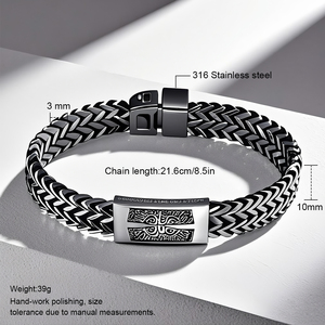 Venta al por mayor personalizable vintage de acero inoxidable de los hombres de <span class=keywords><strong>cadena</strong></span> pesada pulsera de joyería con placa decorativa central patrón grabado - Product Image 4