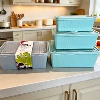 Ensemble de 4 contenants de stockage alimentaire, grande capacité, boîte à salade, boîte à fruits, boîte à lunch, réfrigérateur-sécurisé, transparent, PET de qualité alimentaire