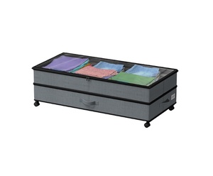 Extensible Square Under-Bed <b>Storage</b> Rollable Containers Clear Lid Foldable Bed Drawer 90L Capacity Fabric Shoe Organizer - Product Image 1