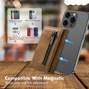 CASEKEY Magsafe Compatible Pu Leather Vintage Style Men's <b>Wallet</b> Magnetic Closure ID & Credit <b>Card</b> <b>Holder</b> 3-4 <b>Cards</b> - Product Image 2