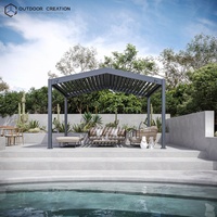 Luxueus handmatig bedienbaar buitenpergola systeem met aluminium lamellen dak voor terrassen & patio's, lamellen paviljoen sets