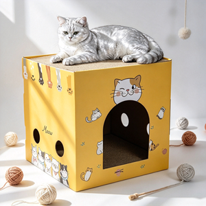 Rascador y Casa para Gatos 2 en 1 de Lujo, Ecológico y Duradero, de Cartón Corrugado, Juguete para Gatitos - Product Image 3