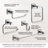 Ensemble d'accessoires de salle de bain de luxe en acier inoxydable : porte-serviettes et brosse WC, barre porte-serviettes murale écologique