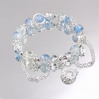 Bracelet en perles de cristal glacé, bijoux, charme papillon en diamant, bracelet en perles, bracelet en perles de cristal craquelé fantaisie popcorn