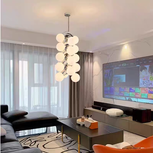 Lámpara de Techo Moderna de Cristal con Forma de Perro Robot Molecular, Estilo Nórdico Minimalista, Luz LED Cálida, Control Remoto por Aplicación - Product Image 1
