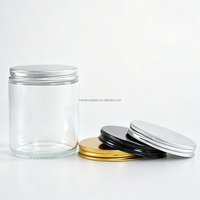Pot en verre rond hermétique ambré, transparent ou bleu de 60 ml, 120 ml, 150 ml, 250 ml pour bougies, crèmes visage, beurres corporels et cosmétiques, avec couvercle