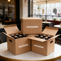 Boîte d'emballage en carton ondulé durable et imperméable avec poignée et revêtement UV pour bouteilles de vin et d'alcool, taille et couleur personnalisables