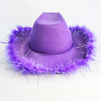 Cappello da Cowboy Occidentale Rosa con Luci LED Lampeggianti per Halloween, Natale, Festival, Cosplay e Feste