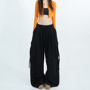 <span class=keywords><strong>Pantaloni</strong></span> <span class=keywords><strong>Cargo</strong></span> a Gamba Larga per Ragazze, Stile High Street, Oversize in Spugna con Tasche Laterali 3D, <span class=keywords><strong>Pantaloni</strong></span> Sportivi Casual Streetwear Y2K - Product Image 2