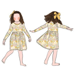Usine directement vente imprimé fille florale à manches longues décontracté col rond robe pour enfants filles enfants - Product Image 2