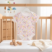 Baby-Strampler Neugeborenen-Einteiler Baumwoll-Jumpsuit mit Knopfverschluss Kariertes Blumenmuster Niedliche Babykleidung Großhandel