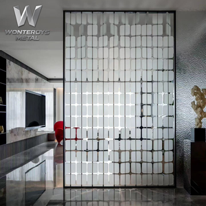 Paravent de luxe moderne personnalisable en métal, cadre en acier inoxydable 304, écran en verre cristal pour maison, hôtel, restaurant, <span class=keywords><strong>salon</strong></span> - Product Image 5