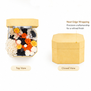 Factory Direct Best Seller Luxury Custom Octagonal Velvet Flower Gift <b>Box</b> Custom Logo Yellow Packaging <b>Box</b> For Valentine's Day - Product Image 2