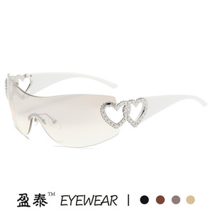 Y2K Heart <b>Frameless</b> Sunglasses UV400 Women's Fashion Sunshades Class 2 Plastic Metal <b>Frame</b> PC Lens - Product Image 3