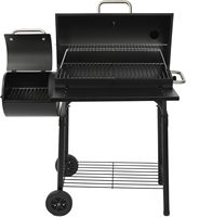 Barbecue portable en acier efficace avec fumoir en fonte intégré, thermomètre inclus, idéal pour les fêtes en extérieur et les jardins.