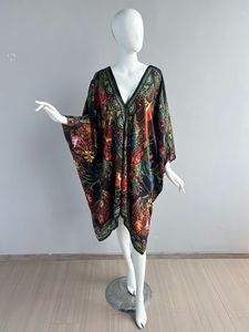 Vestidos Kaftan al por Mayor para Mujer, Talla Única, Poliéster Satinado Estampado, Estilo Musulmán Africano, Sin Mangas, Cuello en V, Dashiki Abaya - Product Image 5