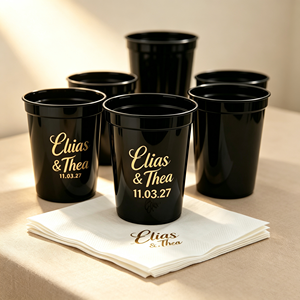 Gobelets en plastique réutilisables de 9 oz avec logo personnalisé pour fêtes, anniversaires, pique-niques, événements sportifs, réceptions de mariage, stades, cadeaux promotionnels - Product Image 1