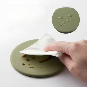 10cm <b>Silicone</b> Cup Mat Custom Printed Logo <b>Waterproof</b> Anti Slip Heat Resistant Table Protector for Tea - Product Image 3