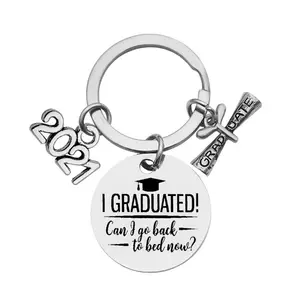 促销礼品不锈钢钥匙扣毕业卷轴毕业纪念品学士帽子钥匙扣
