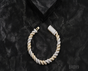 Bracelet cubain moderne en argent |   Bijoux ethniques pour femmes sertis de diamants cultivés en laboratoire certifiés IGI à deux rangs - Product Image 3