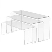 Présentoir en acrylique transparent à 3 niveaux en forme de U, étagère à marches pour figurines de collection, jouets, parfums, cosmétiques, cupcakes, présentoir de vente au détail